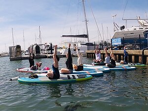 YOGA & Yoga on a Paddle Board & SUP. GroupSupYoga